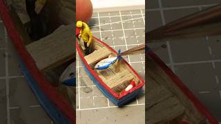 Tiny boat for a diorama 🐟 🎣 Check out the full video on my channel diorama miniature scalemodel [upl. by Eihtak920]