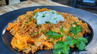 SpitzkohlHackfleisch Pfanne aus dem Dutch Oven  Westmünsterland BBQ [upl. by Newell981]