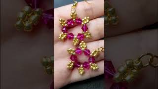 1 minute how to make bicone earrings super easy to make jewelry with sub [upl. by Dnallor]