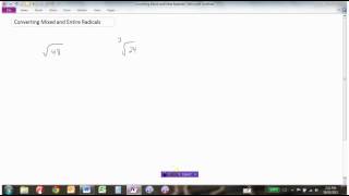 Converting EntireMixed Radicals with Variables [upl. by Suh]