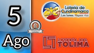 Resultados de las LOTERIAS CUNDINAMARCA Y TOLIMA del Lunes 5 de Agosto del 2024 [upl. by Menell]