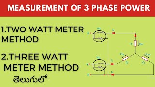 Measurement of 3Phase powerThree wattmeter method teluguTwo wattmeter methodtsspdcl Jlm syllabus [upl. by Anonyw]