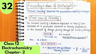 Faraday law of Electrolysis Faraday first law Electrolysis Electrochemistry Class12 jee neet [upl. by Elfie]