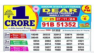 NAGALAND Lottery SAMBAD DEAR EVENING 6PM RESULT TODAY 07112024 STATE DEAR LOTTER [upl. by Dugas]