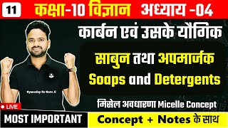 साबुन तथा अपमार्जक  Soaps and Detergents  मिसेल अवधारणा Micelle Concept  Class10th Science [upl. by Eidnam]