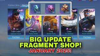 BIG UPDATE FRAGMENT SHOP JANUARY 2025🔥 UPCOMING SKIN AVAILABLE  ALEXIS TRICK MLBB [upl. by Ramyar]