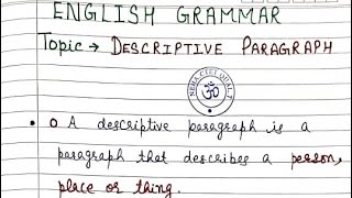 Descriptive Paragraph for Class 6th and 7th How to write a good Descriptive paragraph [upl. by Ever]