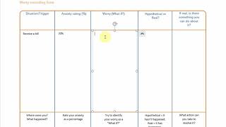 Cognitive Behavioural Therapy  Worry Record [upl. by Airt785]