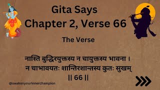 Bhagavad Gita Chapter 2 Verse 66  Gita Says geetakagyan gitasandesh bhagavadgitaquotes krishna [upl. by Dorca]