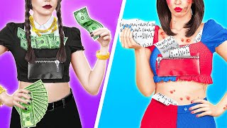 RICH WEDNESDAY VS POOR POMNI  Cheap vs Expensive School Hacks by 123 GO [upl. by Lynch321]