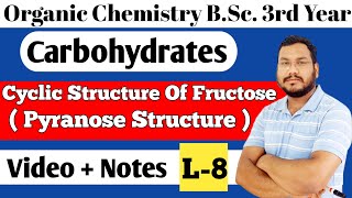 Cyclic Structure Of Fructose Pyranose Structure Carbohydrates BSc 3rd year organic chemistry [upl. by Allebasi]