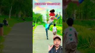 SERUNYA BERMAIN TRAMPOLIN funny fun comedy shortsfeed [upl. by Liamsi]