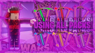 USING ALL PACKS  Roblox Skywars [upl. by Elinnet]