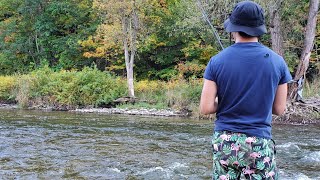 Credit River Salmon Fishing  Erindale Park [upl. by Enelyak981]