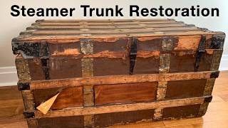 Vintage Steamer Trunk Restoration Project with Detailed HowTo Information by Fixing Furniture [upl. by Ferren]