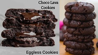 Choco Lava Cookies RecipeEggless Chocolate Filled Cookies Recipe Chocolate Cookies Recipe in Hindi [upl. by Royd]