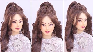 Stylish best ponytail l wedding hairstyles kashees l curly bridal hairstyles l engagement look [upl. by Ruby]