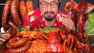 GIANT OCTOPUS 🐙MUKBANG 😜 SEA FOOD MUKBANG  OCTOPUS WITH ENOKI MUSHROOM MUKBANG  EATING SHOW [upl. by Aidroc]