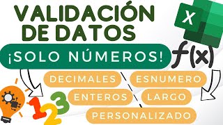 ✅ Cómo permitir SOLO NÚMEROS en una celda de Excel ⚡ Validación de Datos [upl. by Anaitit]