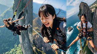 This Beautiful Woman Is Very Scared😂 Bungee Jumping With Rope In Beautiful Placeextreme [upl. by Charlton639]