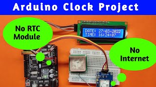 Neo GPS 6m Date amp Time I2C LCD  Arduino Clock  Uno  Arduino Iot Cloud teachmesomething [upl. by Sundin]