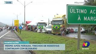 Manifestações Mesmo após feriado trechos de rodovias continuam com bloqueio [upl. by Ettennod789]