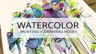 watercolor painting and drawing roses [upl. by Aiciled514]