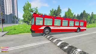 TRUCKS LONG BUS And CARS Vs MASSIVE SPEED BUMPS  BeamNGDrive [upl. by Ehtyaf]