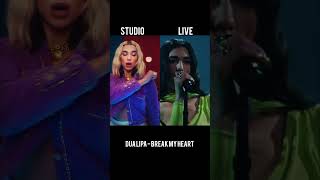 Dua lipa Break my heart Studio version vs live performance [upl. by Tayib391]