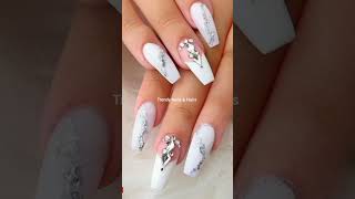 WHITE ACRYLIC NAILS Pure 💅 Styles to Tryacrylicpainting summernails nailart whitenails [upl. by Riker]