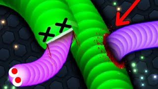 Slitherio 1 Tiny Invasion Snake vs 1 Strong Troll Snake Epic Slitherio Gameplay [upl. by Anitsud]