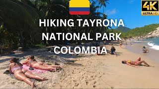 Hiking Tayrona National Park Colombia 🇨🇴 Walking Tour in 4k Ultra HD [upl. by Nihi]