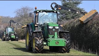 Tandem Hedge Cutting with John Deeres 6930 amp 6190R and McConnel Trimmers  Hedge Cutting 2023 [upl. by Stockmon]