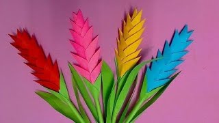 How to make heliconia flower with colour paper  diy paper flowers making [upl. by Akimaj]