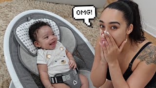 Our Babys First Time Laughing At 2 Months Old Caught On Camera [upl. by Lalittah16]