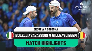 BolelliVavassori v GIlleVliegen Highlights  Italy v Belgium Davis Cup 2024 Finals Group Stage [upl. by Nacim372]