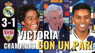 Debut con Victoria en Nuevo Formato Champions RODRYGO ENDRICK ANCELOTTI R MADRID 31 STUTTGART [upl. by Roti33]