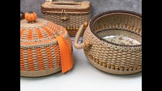 HOW TO HANDMADE BASKET WITH PLATE AND ROPE craft handmade weaving [upl. by Niar]