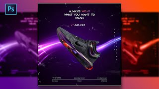 Create Trendy Nike Shoe Social Media Post In Photoshop [upl. by Heiner628]