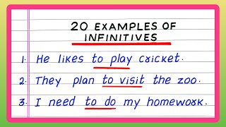 INFINITIVES IN ENGLISH GRAMMAR  5  10  20 EXAMPLES OF INFINITIVES  INFINITIVE SENTENCES [upl. by Dagmar]