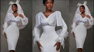 How to sew this stylish dartless civil wedding dress [upl. by Oiramaj]