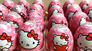 ASMR no talking PINK Unboxing  Chocolate Suprise Eggs Hello Kitty  ONE MORE SUPRISE [upl. by Tanhya555]