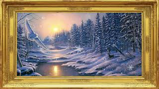 Framed TV Art  Peaceful Snowing Forest [upl. by Madancy]