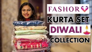 Fashor Diwali Kurta Set Haul 2023  Fashor Haul  Basic With Divya [upl. by Olvan]