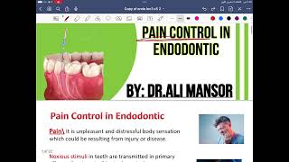 endodontics pain control lec3  stage5 [upl. by Nosreme956]