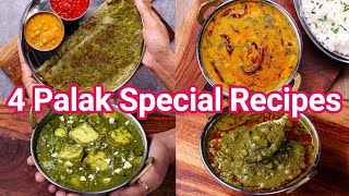 4 Surprise Way Palak Recipes  Dosa Sabji Dal amp Multipurpose Curry  4 Ways Spinach Recipes [upl. by Minnnie659]