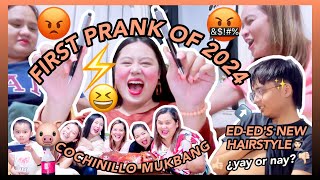 FIRST PRANK THIS 2024 SHOCK PEN PRANK COCHINILLO MUKBANG  OUR REACTION TO ED EDS NEW HAIRSTYLE [upl. by Nicolea]