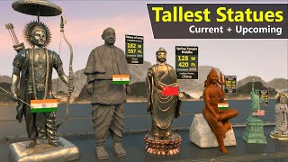 World Tallest Statues size Comparison  Upcoming Tallest Statues [upl. by Llehsyar863]