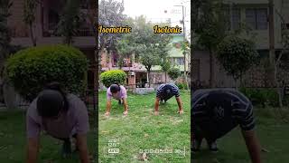 Isometric vs Isotonic exercise shorts pushups fitness calisthenics [upl. by Landa]