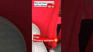 DIY privacy curtains free 1 red sheet covered entire minivan 🚐🧧 Free 😳 [upl. by Nikal]